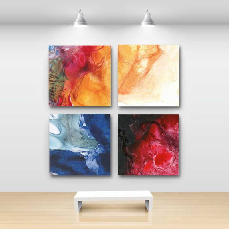 Cuadro Arte moderno, 4 Coloristas abstracciones decoración pared Abstractos Pintura Abstracta venta online